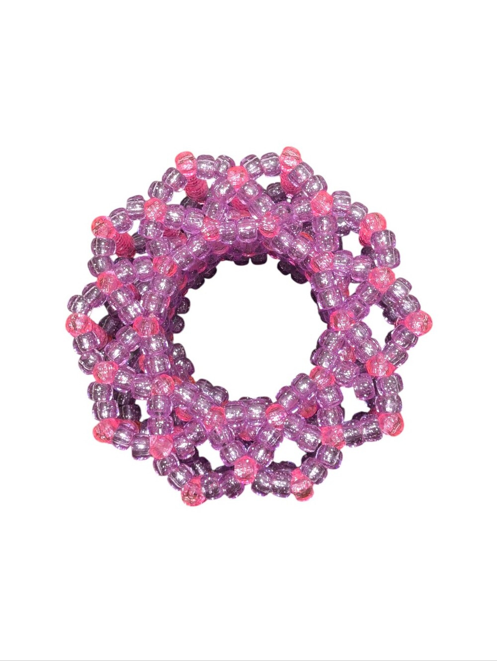 Pink & Purple 3D Kandi Cuff • Starburst Rave Scene Kidcore Bracelet